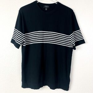 Magaschoni Men Short Sleeve Striped Sweater Shirt Size L